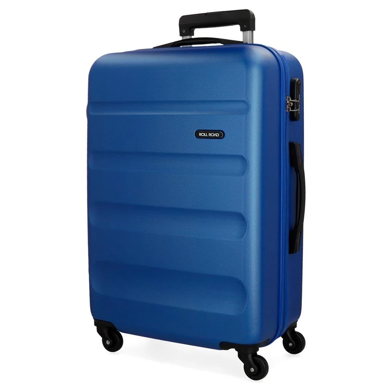 Roll Road Flex Blue Big Suitcase 51x74x28 cm Rigid ABS Combination Lock 91 Litre 3.8 kg 4 Wheels
