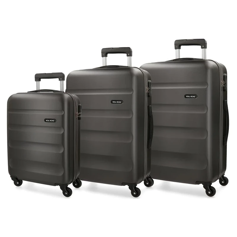 Roll Road Flex Grey Luggage Set 55/65/75 cm Rigid ABS Combination Lock 182 Litre 4 Wheels Hand Luggage