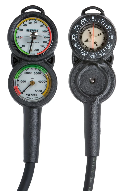 SEAC Console 3, Pressure gauge, Depth Gauge and Compass, Scale 0-5000 0-200 Unisex Adult, Black, FT/PSI
