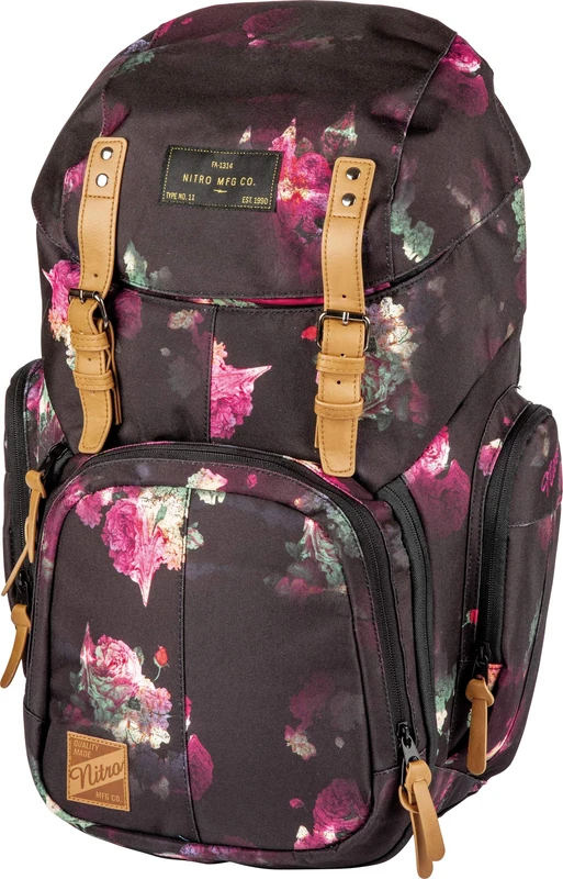 Weekender Alltagsrucksack mit gepolstertem Laptopfach, Schulrucksack, Wanderrucksack inkl. Nassfach, 42 L, Black Rose