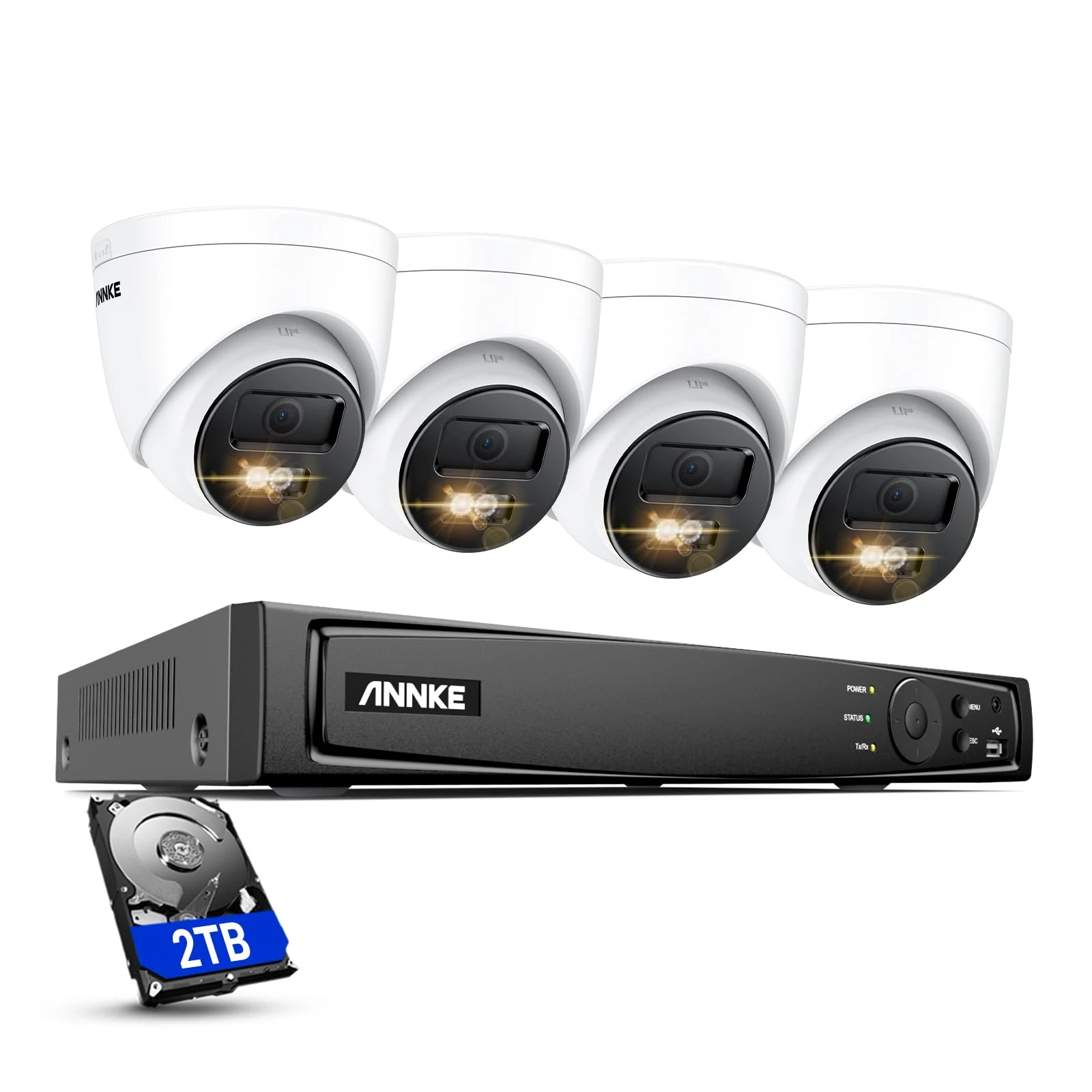 ANNKE 4K 8CH PoE CCTV Camera System - 2TB NVR Home Security Camera System, 4 x 8MP Outdoor PoE IP Cameras, Person/Vehicle Detection, Colour Night Vision, IP67, Remote Access, 24/7 Recording