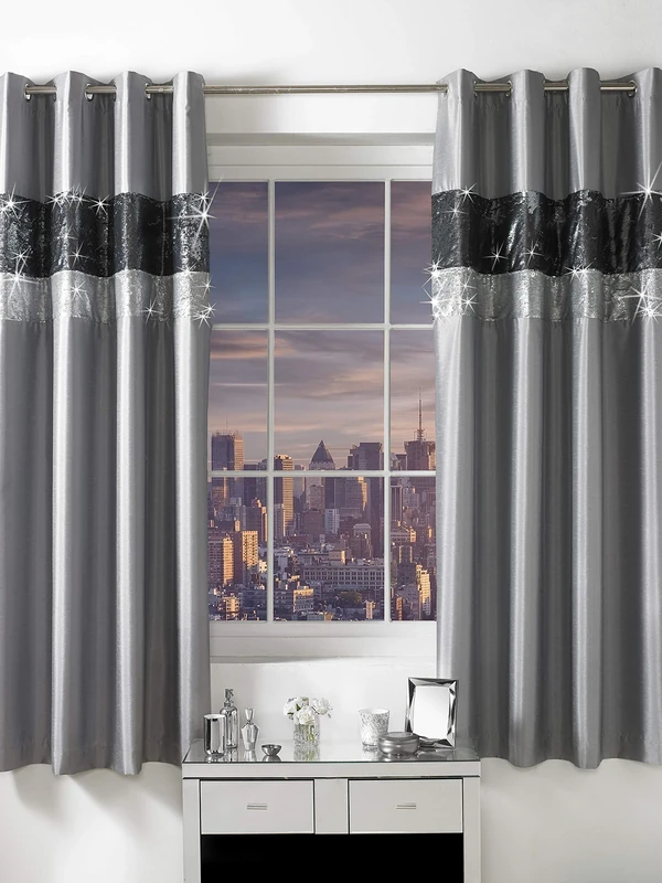 Sleepdown Caprice Adriana Sequin 100% Polyester Curtain 66 X 90 - Image 1