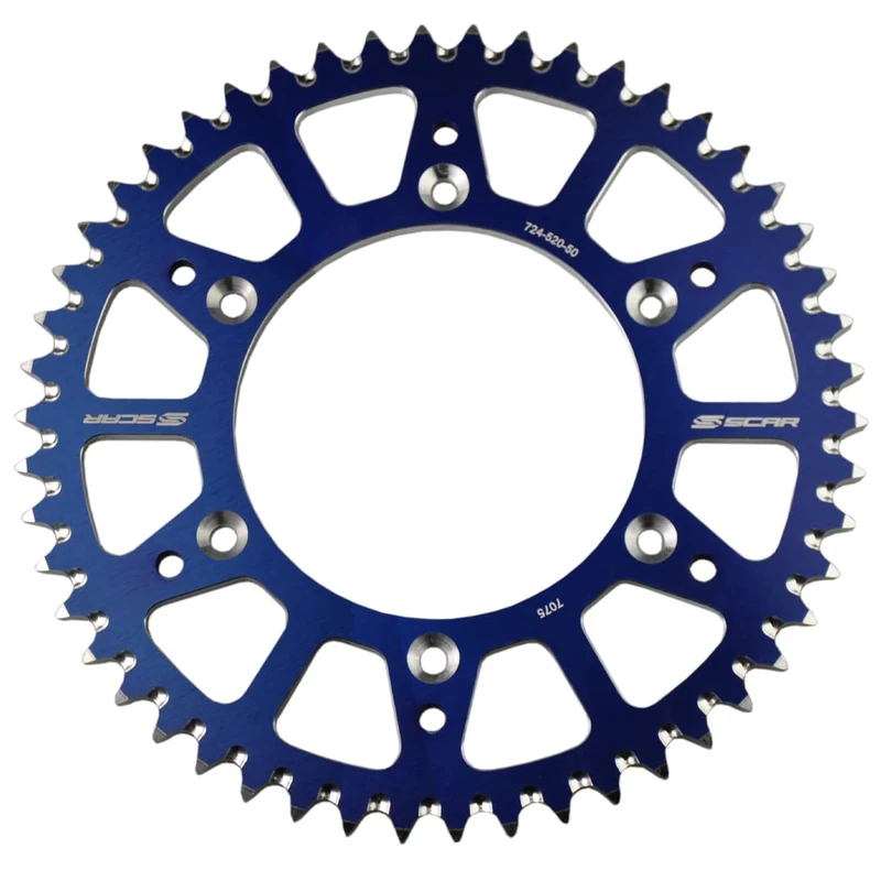 SCAR Aluminium Sprocket Compatible with YAMAHA YZ YZF WRF YZFX 125 250 450 99-22, Blue - 49 teeth