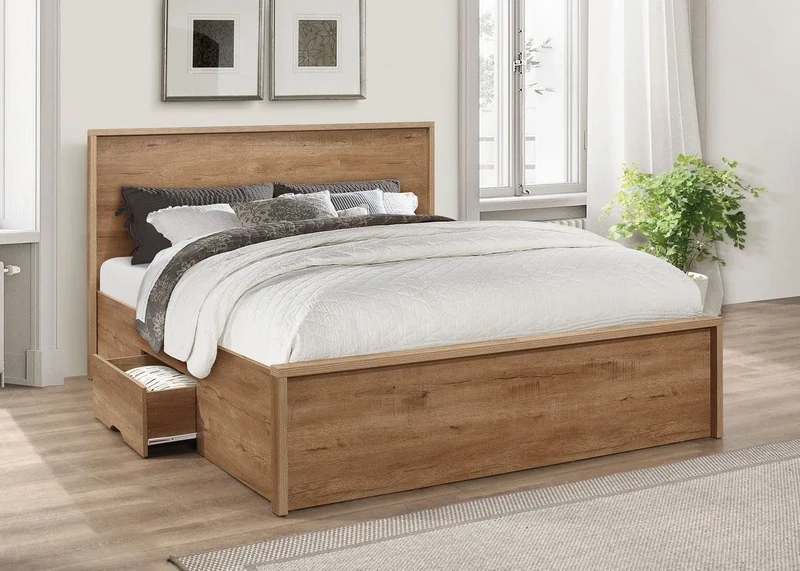 Birlea Stockwell Bed Rustic Oak Effect, Wood, 135cm