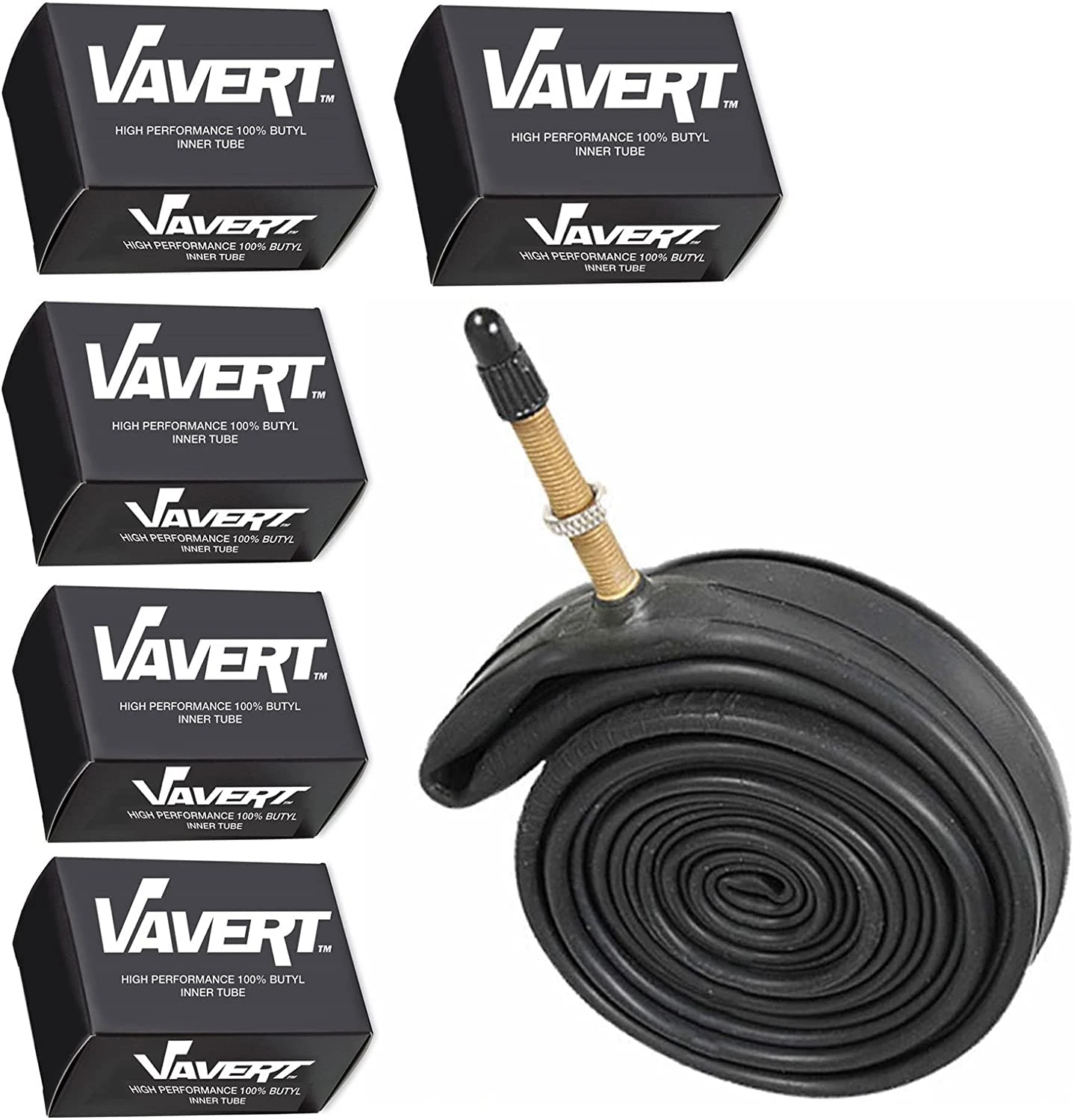 Vavert Unisex's 700X28/35C PRESTA VALVE (40MM) - 5 PACK Inner Tubes, Black, 700 x 28-35c