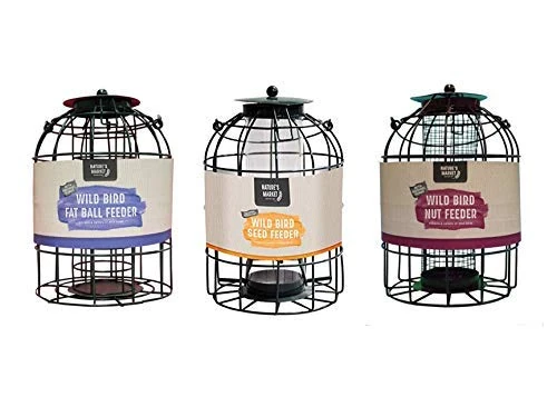 Garden Mile 3 pack Wild Bird Feeders for Seeds, Peanut, fat ball feeder - Squirrel resistant Hanging Feeder for Wild Birds Food Stations in your Garden Outdoor Durable Construction Hanging Design