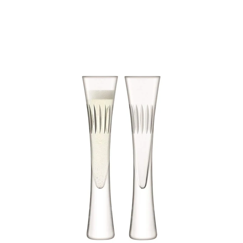 LSA International Moya Cut Champagne Flute 170ml Clear/Cut | Set of 2 | Mouthblown & Handmade Glass | MV33