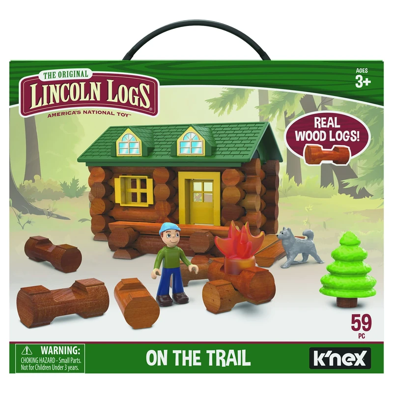 Basic Fun Lincoln Logs | On The Trail Building Set | Educational Toys for Kids, 59 Piece STEM Learning Kit, Engineering Construction for Kids Aged 8 00821 - Image 1
