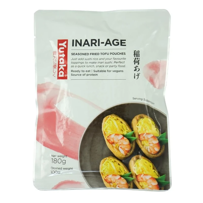 Yutaka Seasoned Soybean Curd Sushi Pockets Inari 10pc (180g) | Ready-to-Use Sweet Tofu Pouches | Perfect for Sushi & Snacks | Vegan & Vegetarian