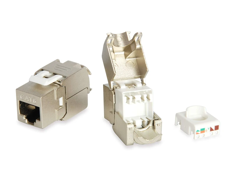 Equip 767213 Keystone Jack Shielded Cat.6 LSA Connection Set of 8 Polybag Tool-Free Assembly