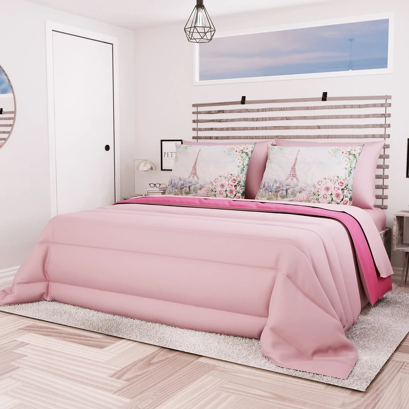 PETTI Artigiani Italiani, Quilts, Warm and Soft Comforter, Microfiber Duvet, 100% Made in Italy, Microfibre, Pink, Large Single (170x260 cm)