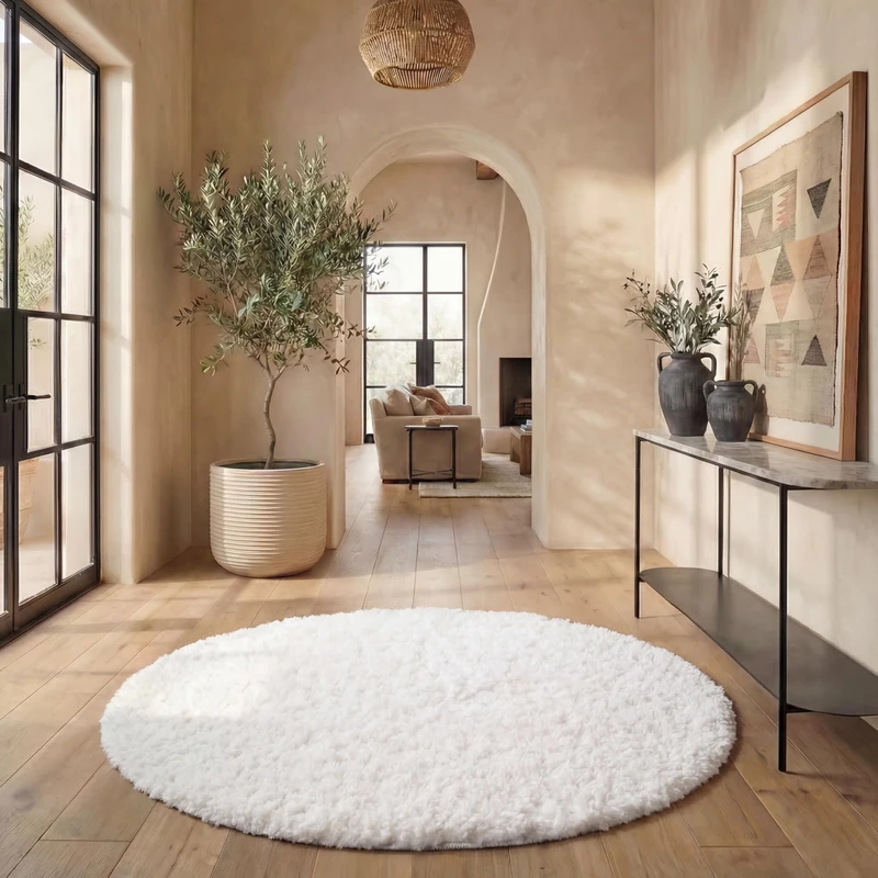 Safavieh Shag Rug for Living Room, Dining Room, Bedroom - August Shag Collection, Short Pile, in White, 200 X 200 cm - Image 1