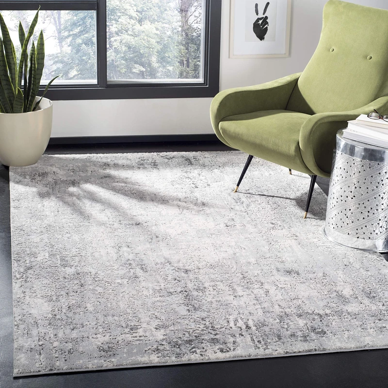Safavieh Abstract Indoor Woven Rectangle Area Rug, Invista Collection, INV413, in Grey/Ivory, 160 X 229 cm for Living Room, Bedroom or Any Indoor Space