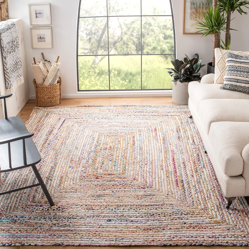 Safavieh Boho Rug for Living Room, Dining Room, Bedroom - Cape Cod Collection, Short Pile, in Multi, 180 x 180 cm