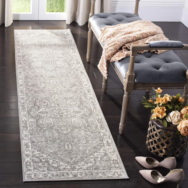 Safavieh Traditional Rug for Living Room, Dining Room, Bedroom - Brentwood Collection, Short Pile, in Cream and Grey, 80 x 180 cm - Image 1