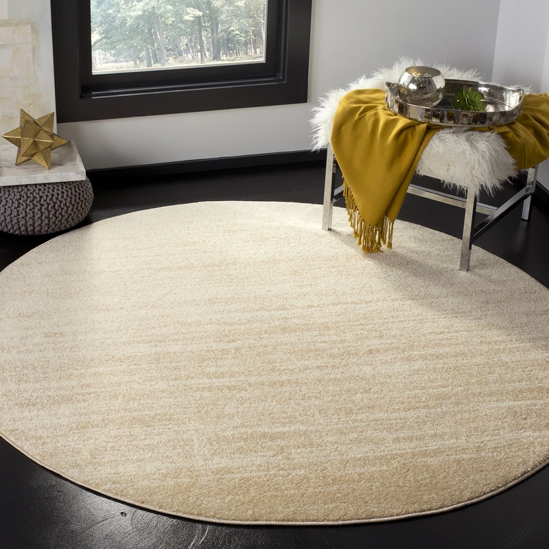 Safavieh Modern Rug for Living Room, Dining Room, Bedroom - Adirondack Collection, Short Pile, in Champagne and Cream, 67 X 213 cm