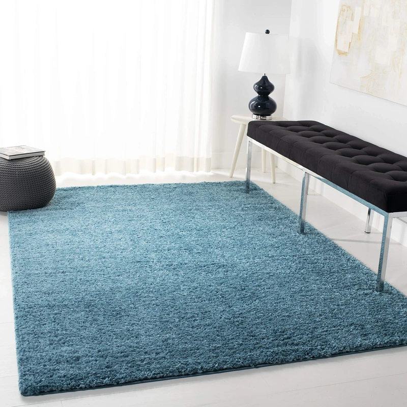 SAFAVIEH Shaggy Rug for Living Room, Dining Room, Bedroom - August Shag Collection, Short Pile, in Turquoise, 183 X 274 cm