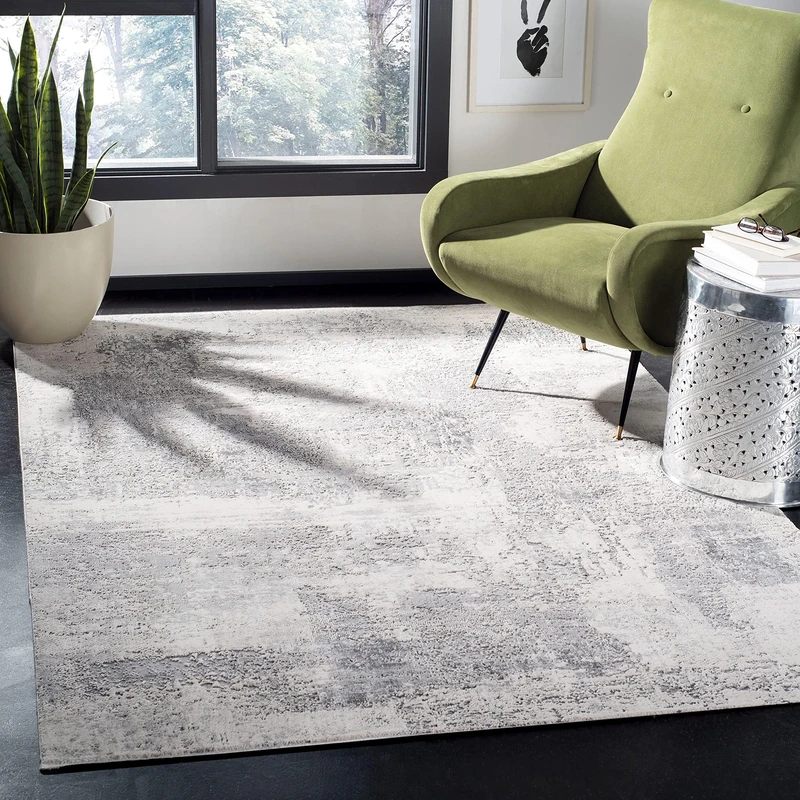 Safavieh Abstract Indoor Woven Rectangle Area Rug, Invista Collection, INV454, in Grey/Ivory, 160 X 229 cm for Living Room, Bedroom or Any Indoor Space
