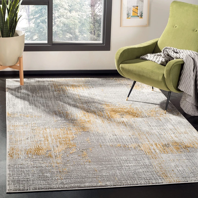 Safavieh Contemporary Rug for Living Room, Dining Room, Bedroom, Craft Collection, Short Pile, in Grey and Beige, 122 X 183 cm