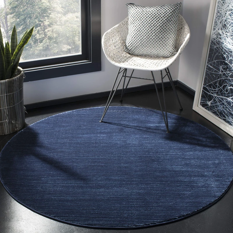 Safavieh Modern Rug for Living Room, Dining Room, Bedroom - Vision Collection, Short Pile, in Navy, 200 X 200 cm