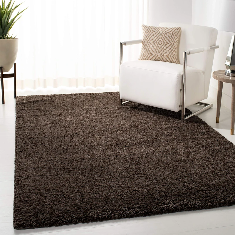 Safavieh Shaggy Rug for Living Room, Dining Room, Bedroom - August Shag Collection, Short Pile, in Brown, 91 X 152 cm