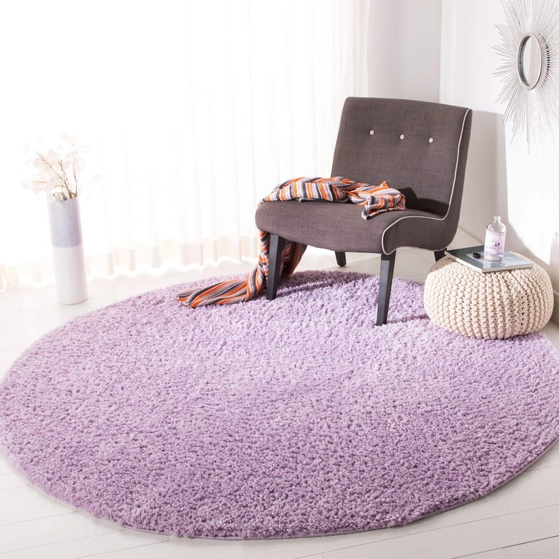Safavieh Shag Rug for Living Room, Dining Room, Bedroom, August Shag Collection, Short Pile, in Lilac, 162 X 159 cm
