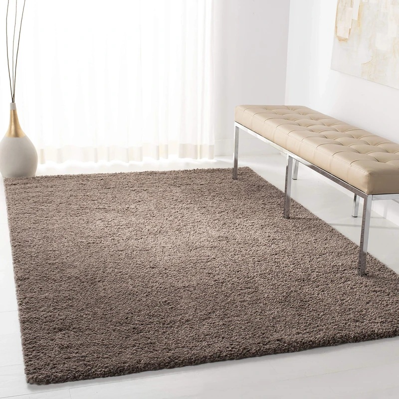Safavieh Shag Rug for Living Room, Dining Room, Bedroom, August Shag Collection, Short Pile, in Taupe, 240 X 300 cm