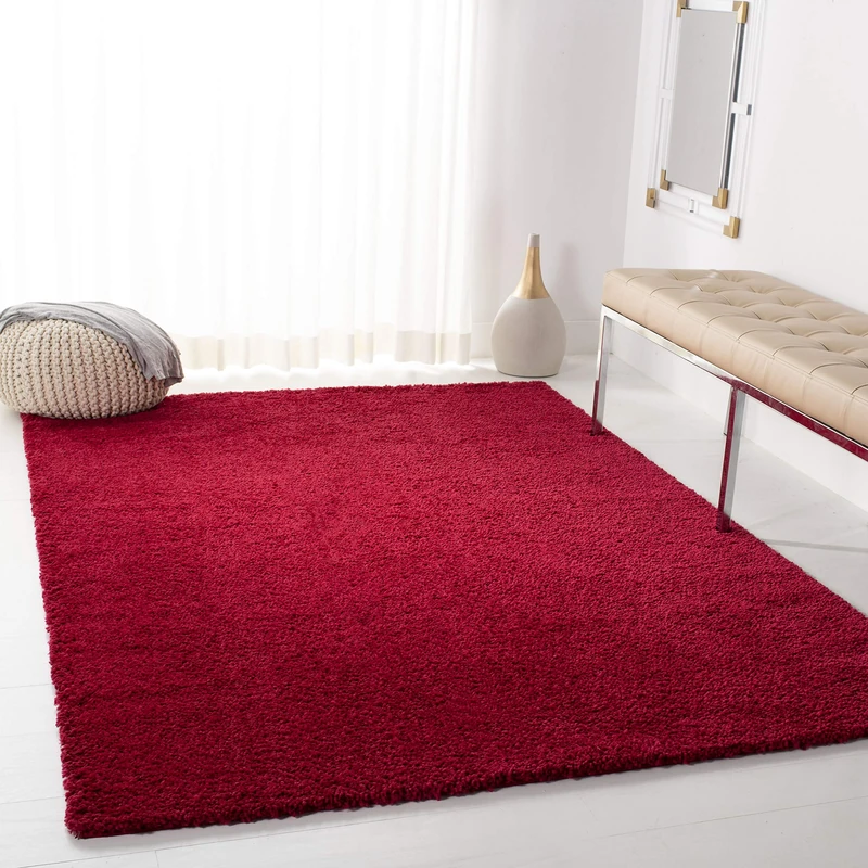 Safavieh Shag Rug for Living Room, Dining Room, Bedroom, August Shag Collection, Short Pile, in Red, 240 X 300 cm