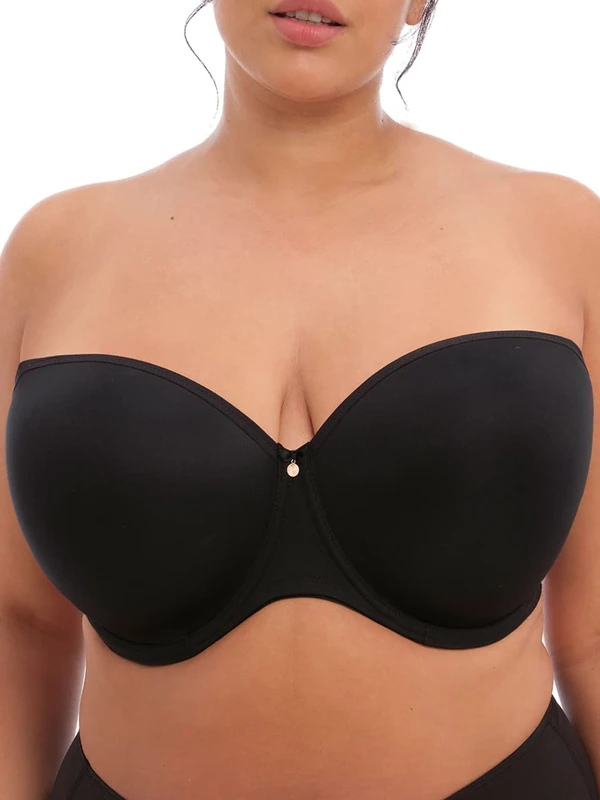 Elomi Women's Smooth Strapless Seamless Underwire T-Shirt Bra, Black, 36HH US