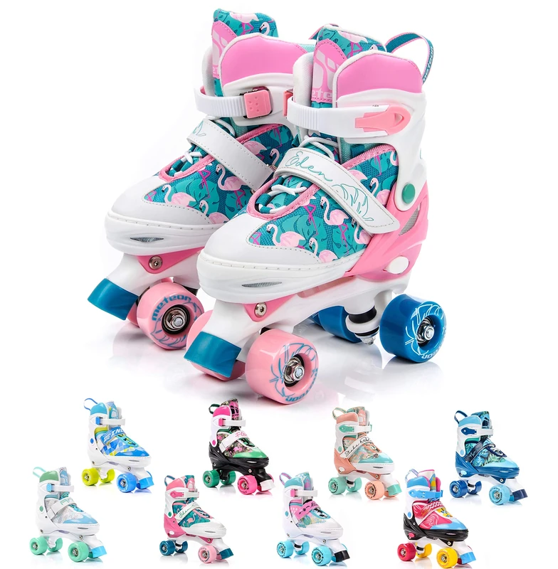Roller Skates Quad Skates Shoes Youth Children Kids Junior Boy Girl Skates Blades Adjustable Rollerskates 5 Size of the Shoe Boots For Childrens Kids Junior Boys Girls Women (L(39-42, 6-8,5UK), Eden)