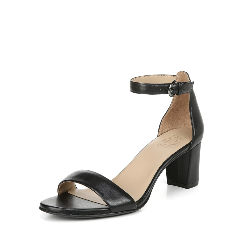 Naturalizer Women's Dress Heeled Sandal Vera Walking Shoes for All-Day Comfort Black Leather Medium Fit UK 6
