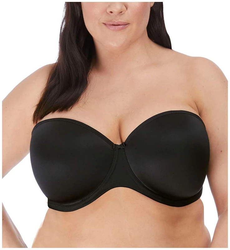 Elomi Women's Smooth Strapless Seamless Underwire T-Shirt Bra, Opaque, Black, 32HH US