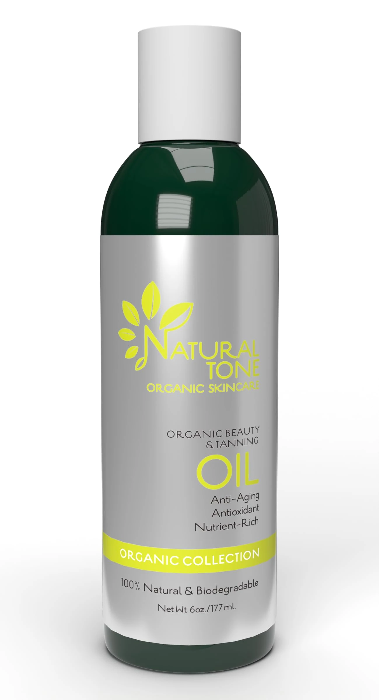 Natural Tone Organic Beauty & Tanning Oil – 100% Certified Organic, Anti-Aging, Antioxidant-Rich, Multi-Purpose Body & Hair Oil, Vegan, Reef-Safe, Paraben-Free (6oz / 177ml)