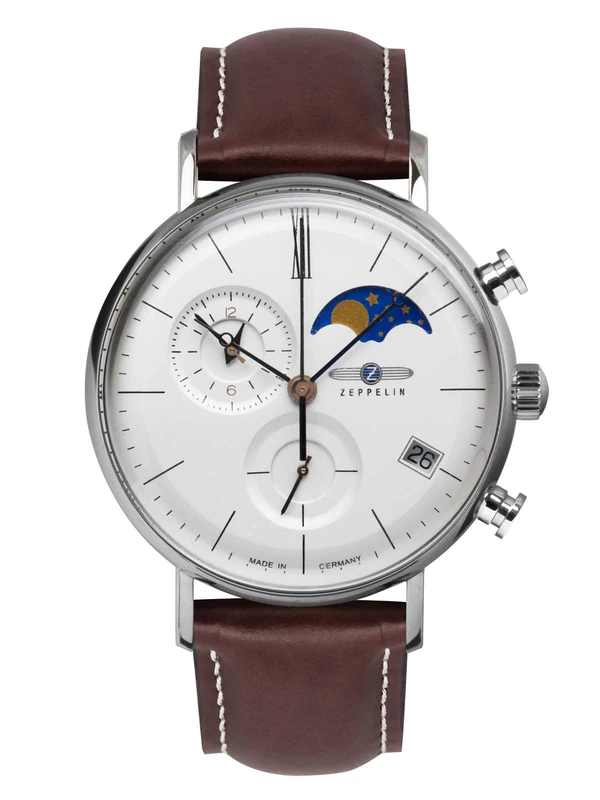 Zeppelin Reloj 7198-4 cronógrafo de cuarzo Mens Analogue Quartz Watch with Leather Bracelet 7198-4