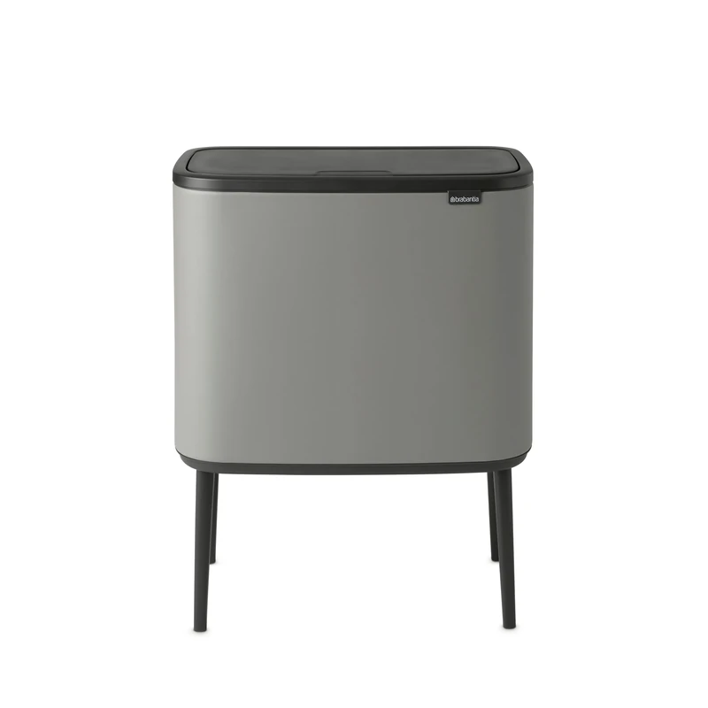 Brabantia Bo Touch Bin - 36L Inner Bucket (Mineral Concrete Grey) Waste Kitchen Bin - Soft-touch
