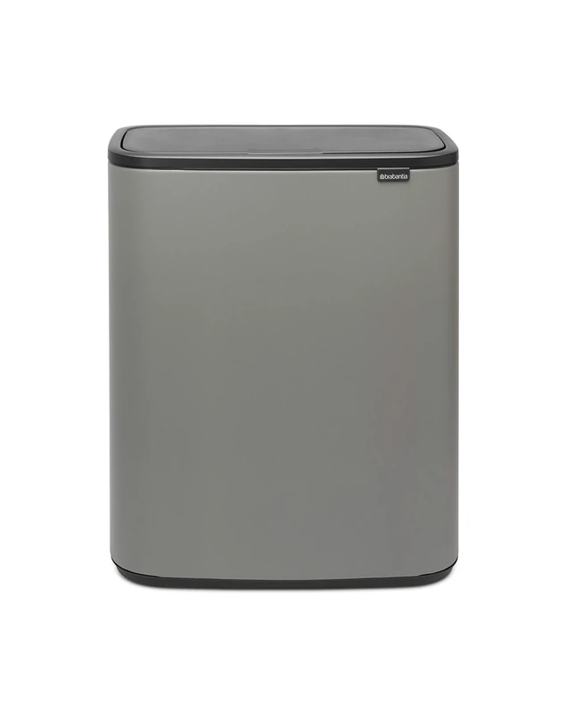 Brabantia Bo Touch Bin - 2 x 30L Inner Buckets (Mineral Concrete Grey) Large Waste/Recycling Kitchen Bin - Soft-touch
