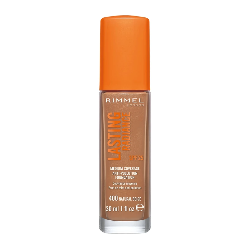 Rimmel London Lasting Radiance Anti Pollution Foundation, 400 Natural Beige, 30ml