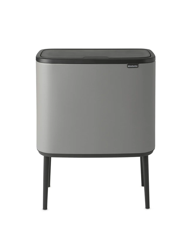 Brabantia Bo Touch Bin - 3 x 11L Inner Buckets (Mineral Concrete Grey) Waste/Recycling Kitchen Bin - Soft-touch