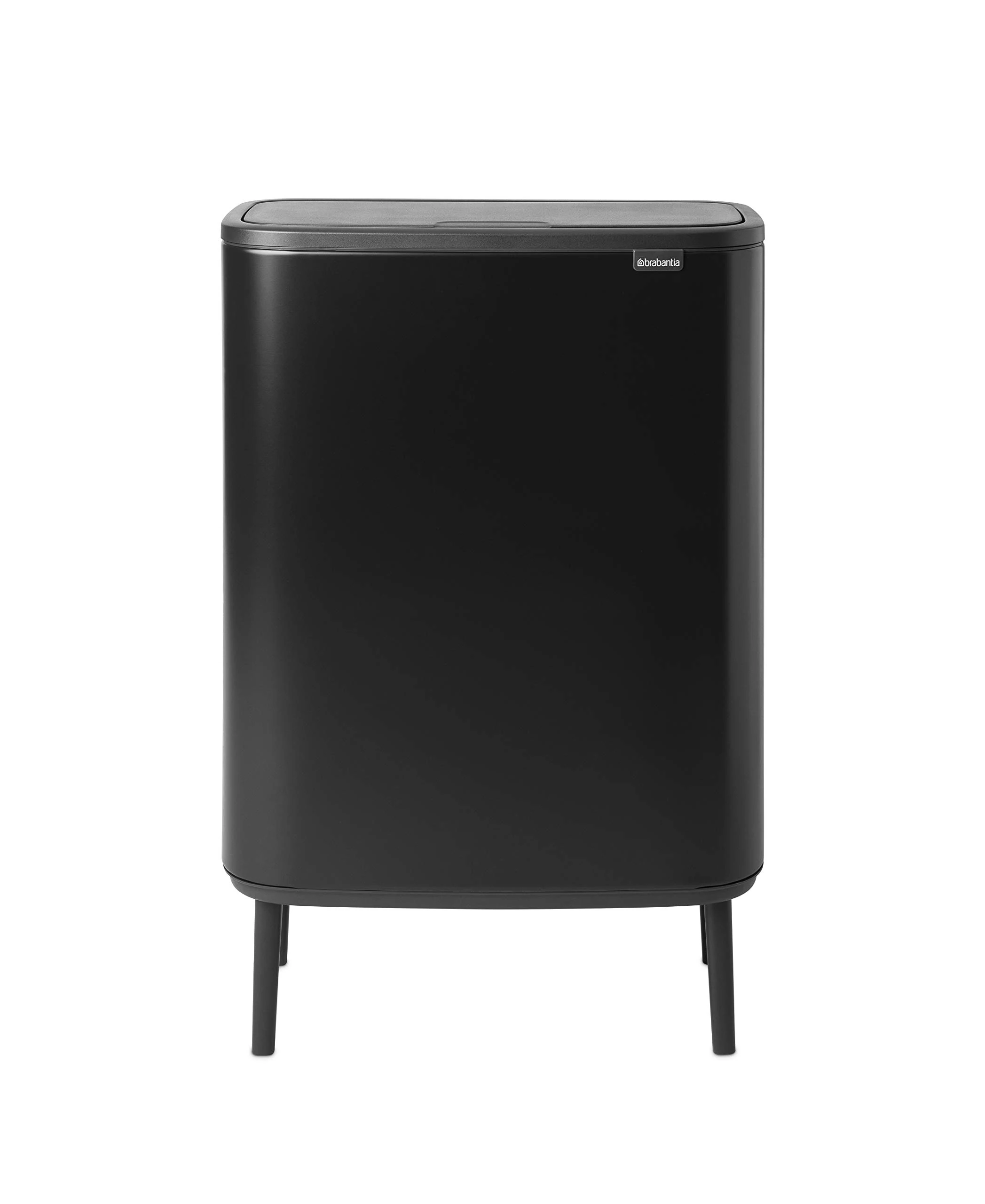 Brabantia Bo Touch Bin Hi - 2 x 30L Inner Buckets (Matt Black) Large Waste/Recycling Kitchen Bin - Soft-touch