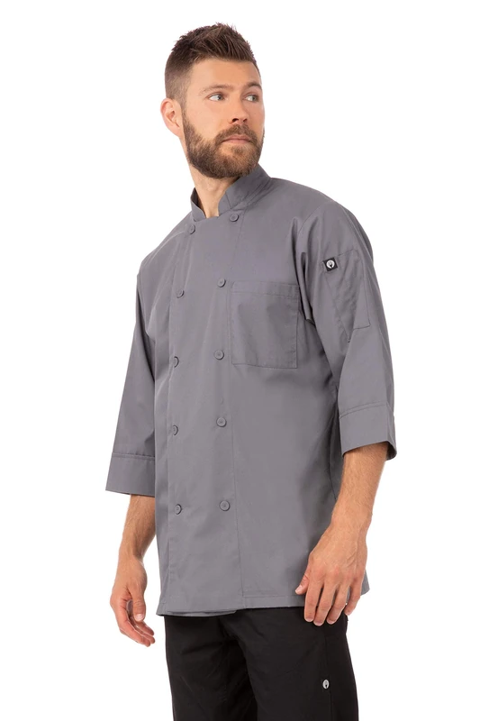 Chef Works Men's Morocco Chef Coat Jacket, Grey, 6X-Large
