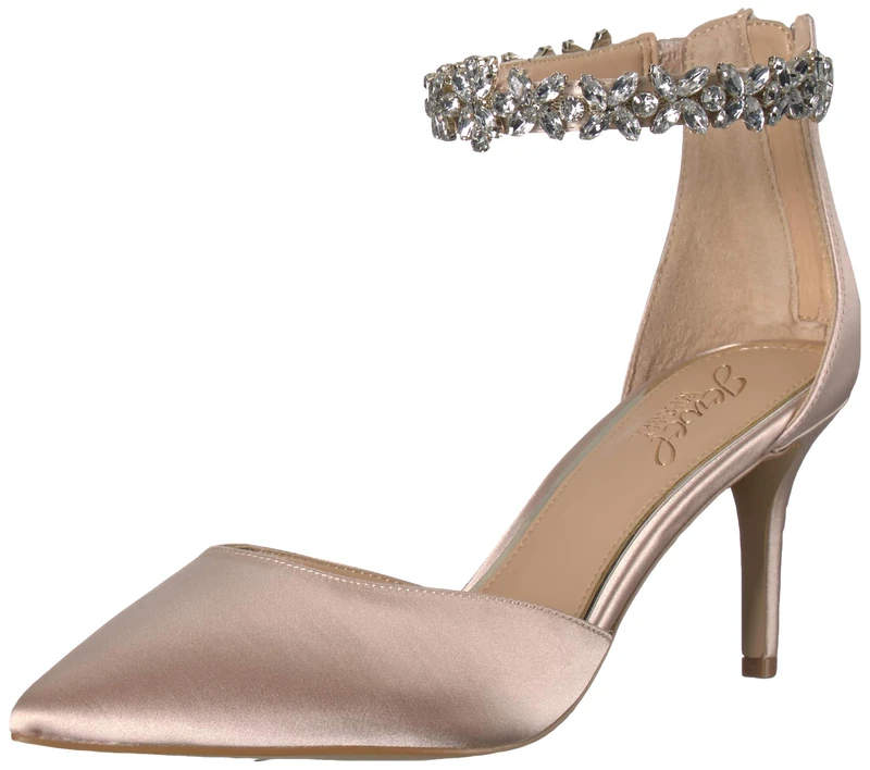 Jewel Badgley Mischka Raleigh Pointed Toe Kitten D'Orsay, Champagne, 6.5 UK