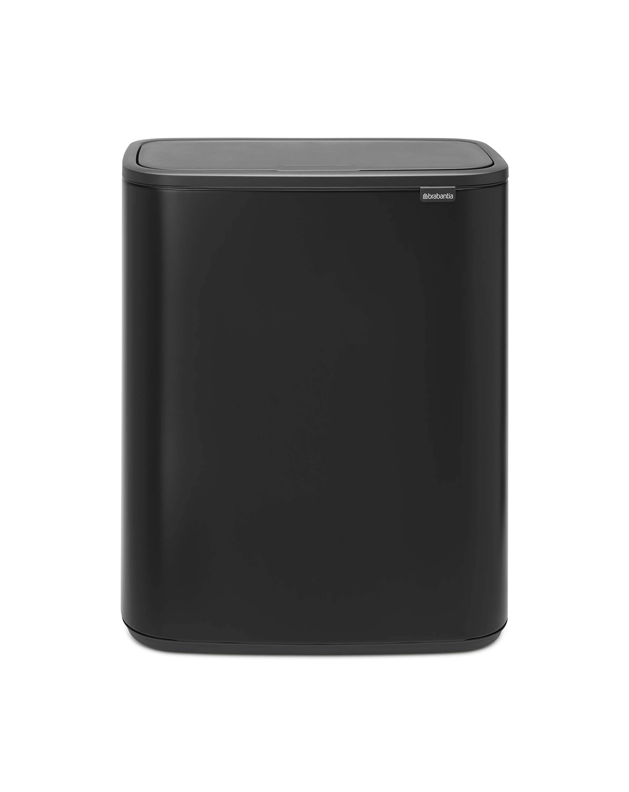 Brabantia Bo Touch Bin - 60L Inner Bucket (Matt Black) Large Rectangular shape, Waste Kitchen Bin - Soft-touch