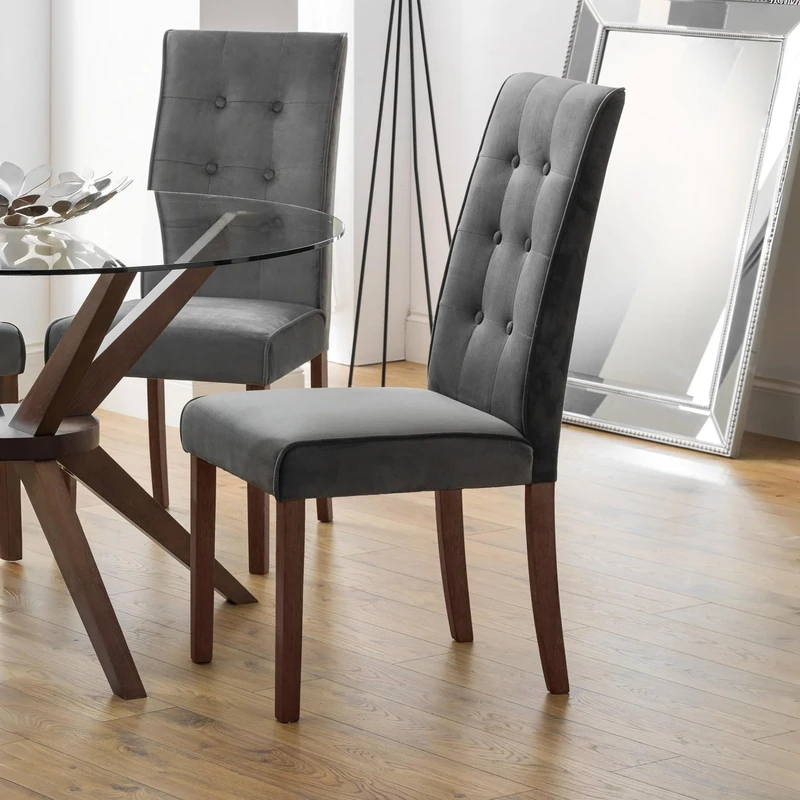 Julian Bowen Set Of 2 Madrid Dining Chairs - Grey/Walnut