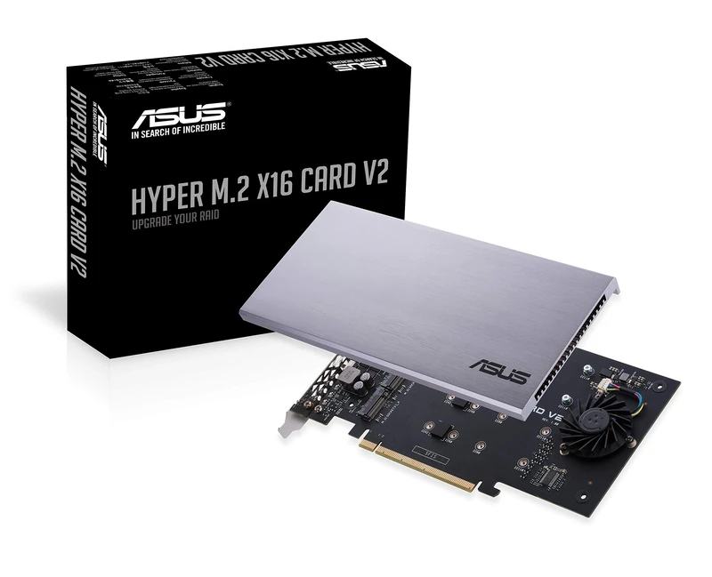 ASUS Hyper M.2 X16 PCIe 3.0 X4 Expansion Card V2 Supports 4 NVMe M.2 (2242/2260/2280/22110) Upto 128 Gbps for Intel VROC and AMD Ryzen Threadripper NVMe Raid