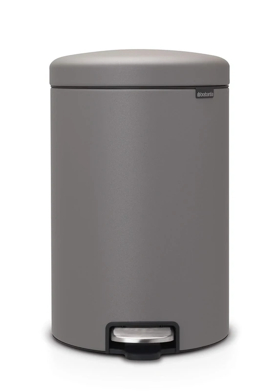 Brabantia NewIcon Pedal Bin 20L (Mineral Concrete Grey) Soft-Closure Rubbish Bin with Removable Inner Bucket + Free Bin Bags