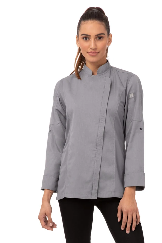 Chef Works Women's Hartford Chef Coat Jacket, Grey, S