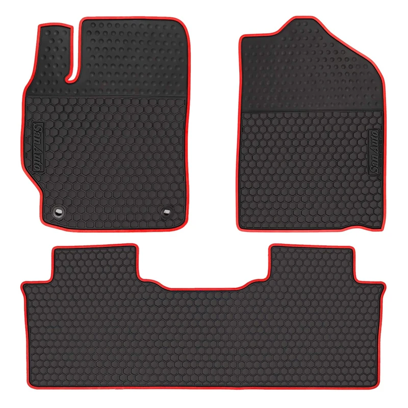 HD-Mart Car Rubber Floor Mat for Toyota Camry 7th 2012-2013-2014-2015-2016-2017,Custom Fit Black & Red Auto Floor Mats All Weather Heavy Duty & Odorless