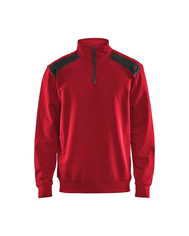 BLÅKLÄDER Sweater Two-Tone Half-Zip Men XXL Red/Black