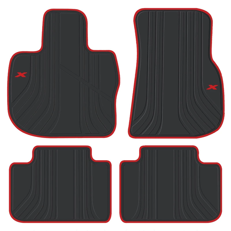 San Auto Car Floor Mat for BMW X3 G01 X4 G02 Custom Fit 2018 2019 2020 2021 2022 2023 Black Red Rubber Auto Floor Liners Set All Weather Protection Heavy Duty Odorless