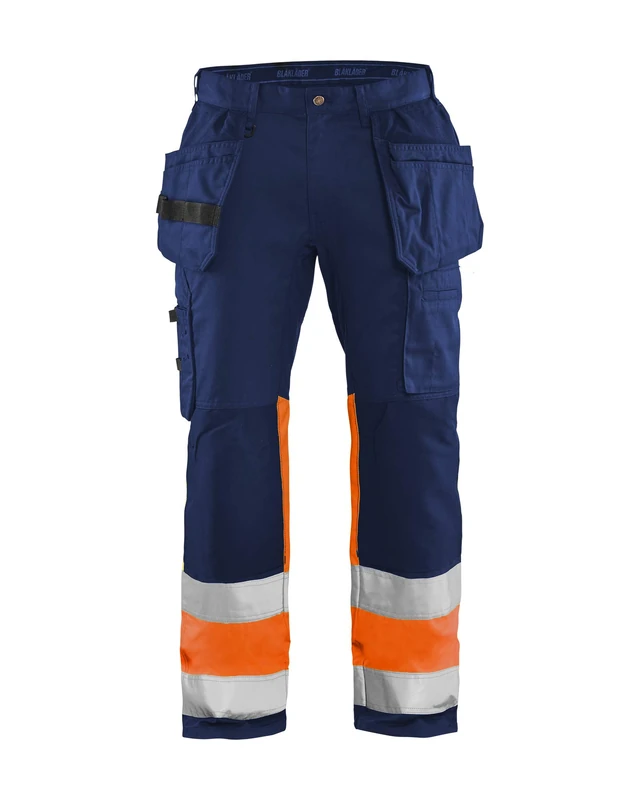 Blaklader 155818118953C44 High Vis Work Trousers with Stretch, Navy/Orange, Size C44